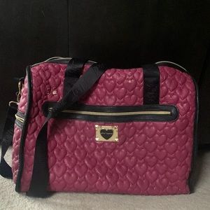 Betsey Johnson Preowned and loved large quilted heart weekender bag